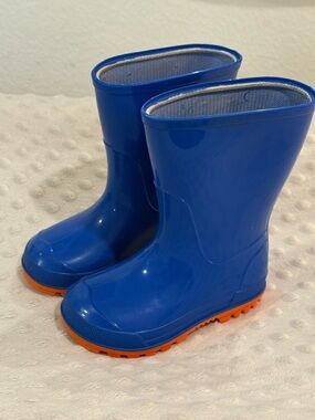 Toddler Blue and Orange Rain Boots Waterproof Boots